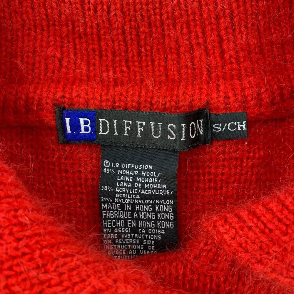 I.B. Diffusion Vintage Mohair Cardigan Sweater Coat Jacket Applique Size S